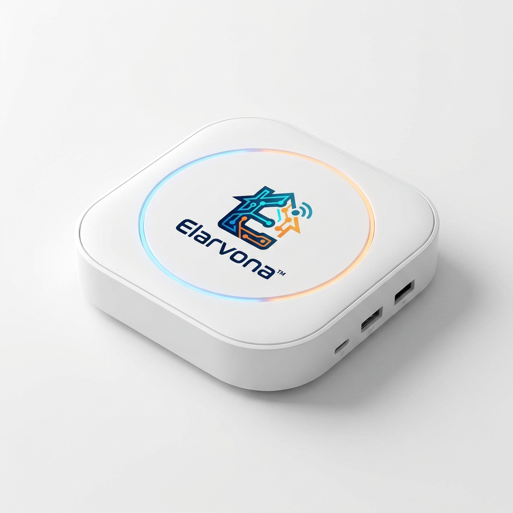 Elarvona™ NexusLink Smart Home Connectivity Hub – Wi-Fi 6 Multi-Device Gateway with Low-Latency Control, Spatial Device Management & Compact Ambient Status Light