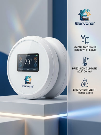 Elarvona™ PrecisionNest Smart Climate Controller – WiFi Thermostat with High-Resolution Temperature Management, Remote Access, Smart Scheduling & Energy-Conscious Control