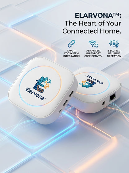 Elarvona™ NexusLink Smart Home Connectivity Hub – Wi-Fi 6 Multi-Device Gateway with Low-Latency Control, Spatial Device Management & Compact Ambient Status Light