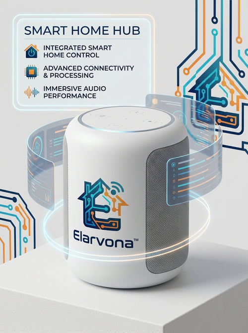 Elarvona™ AuraCore Smart Home Hub & Spatial Audio Speaker – Integrated Home Control Center with Advanced Processing, Immersive Sound & Intelligent Automation