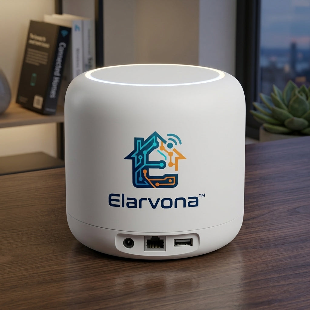 Elarvona™ CoreLink Secure Smart Home Hub – Dual-Band WiFi Control Center with Gigabit Ethernet, App Management & Compact Modular Design